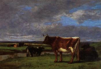 Eugene Boudin : Cows near the Toques